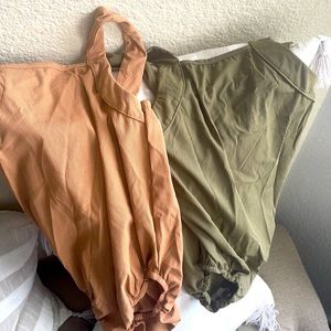 Bodysuit bundle, brand new, camel tan & army green. Material soft, non-fading.*1
